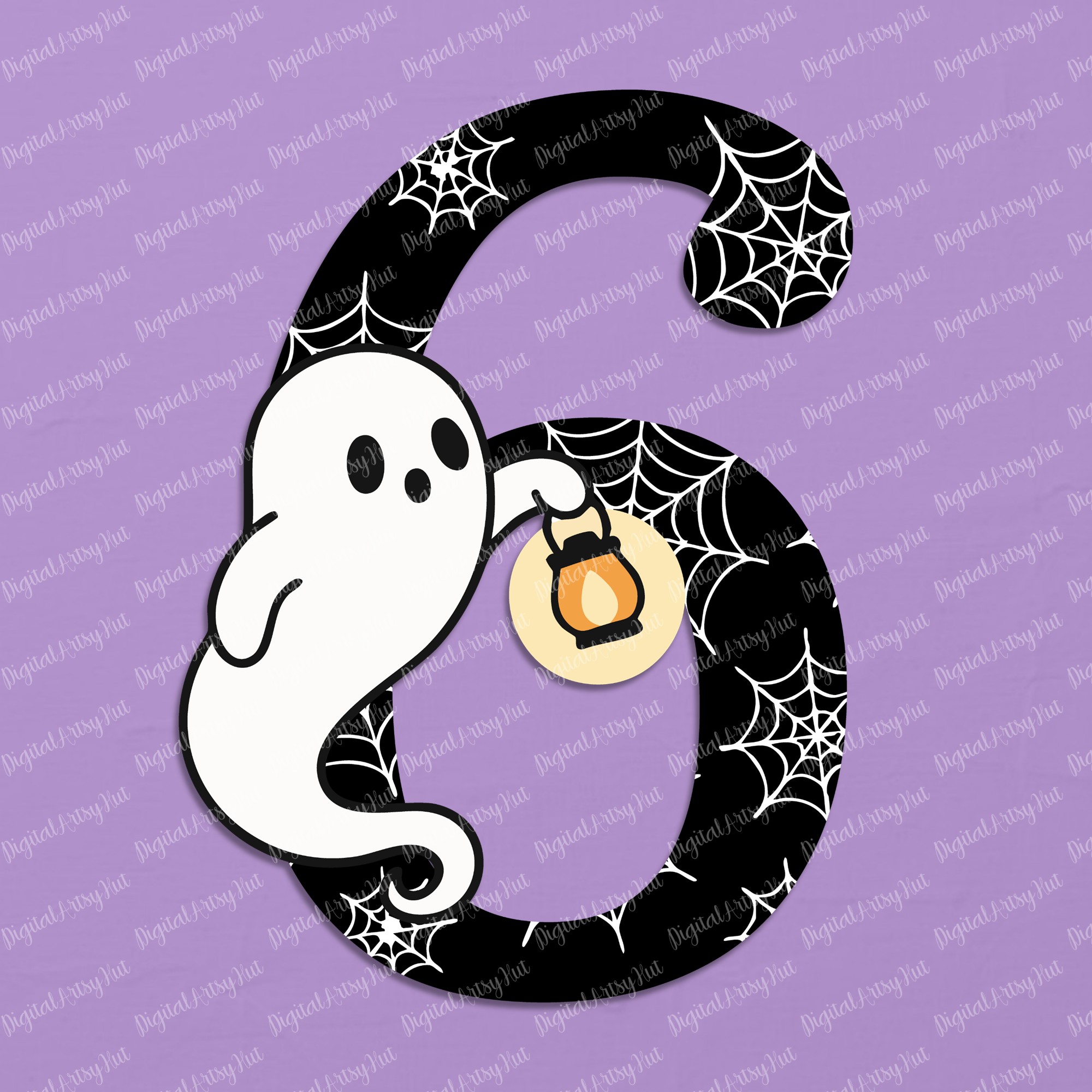 Halloween Cute Ghost Numbers — Number 6